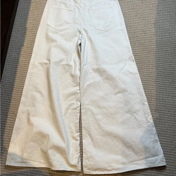 Free People Wide Leg Pull On Pants Size 31 Ivory White Denim Jeans‎ - Picture 5 of 5